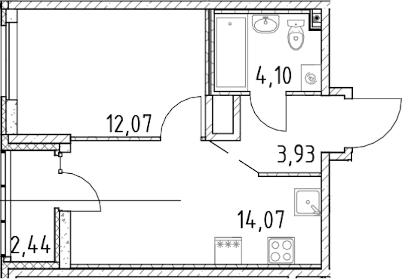 1-комнатная квартира 34.17 м², 20/23 эт., ЖК «Город Первых»